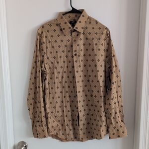 Express Men's Beige Diamond Pattern Shirt